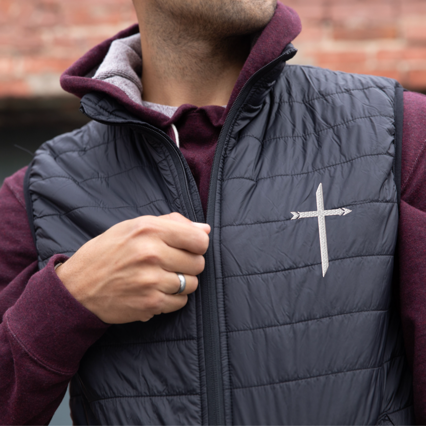 Embroidered Logo Puffer Vest