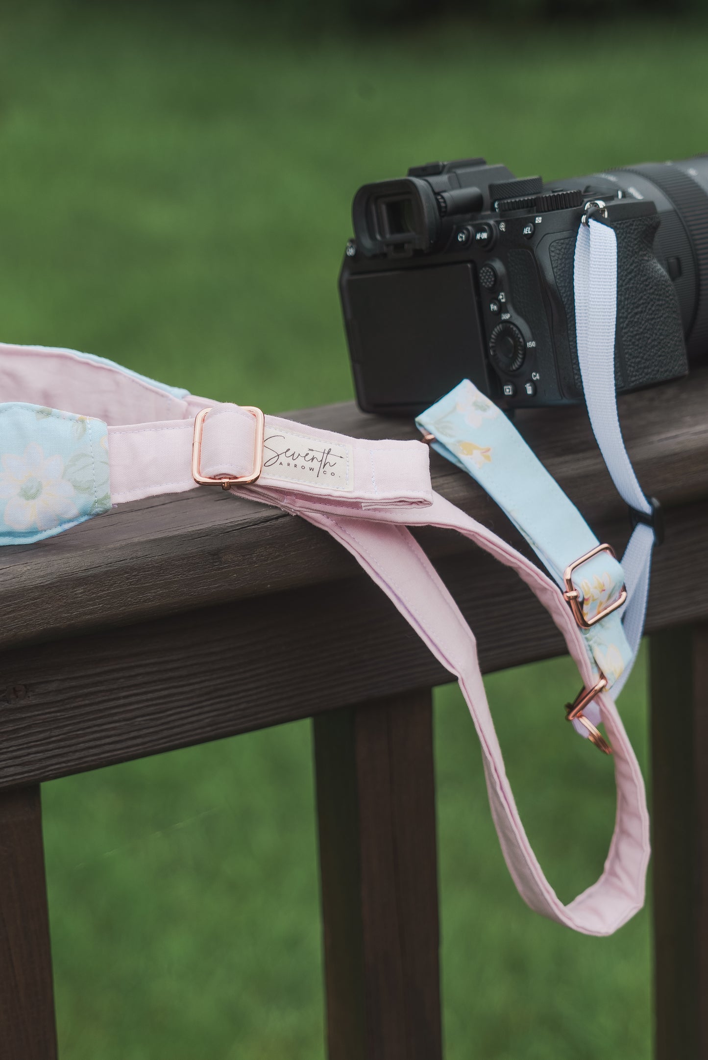 Sweet Spring Pink Floral Adjustable Sliding Camera Strap with Dual Clasp | Single Camera Harness | Screw In Attachment