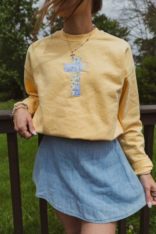 Sunday Vows Embroidered Cross Sweatshirt