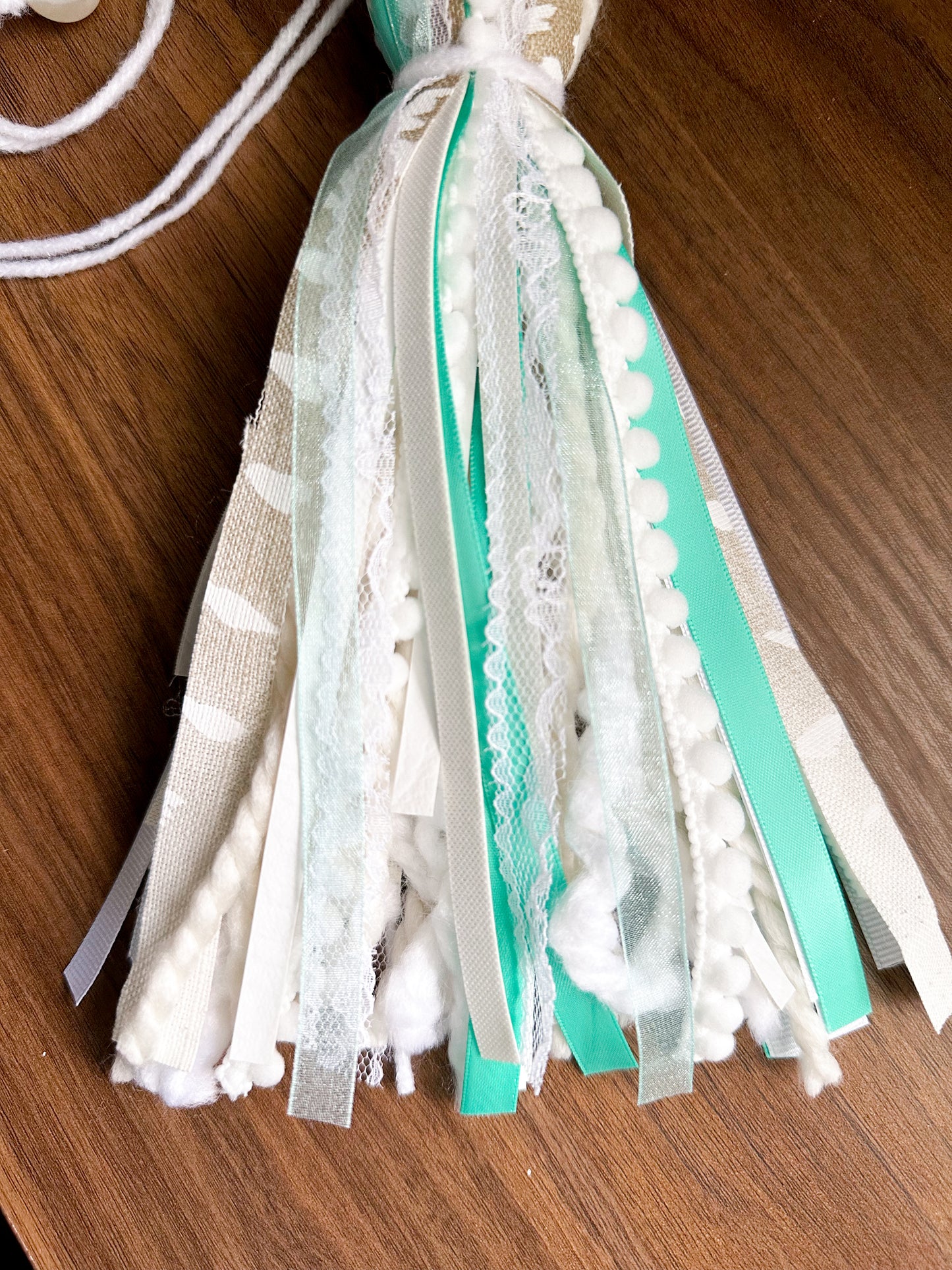 The Shianne Axis Print Western Bible Tassel Bookmark | Fluffy Yarn, Lace, Pearls, Turquoise Accents