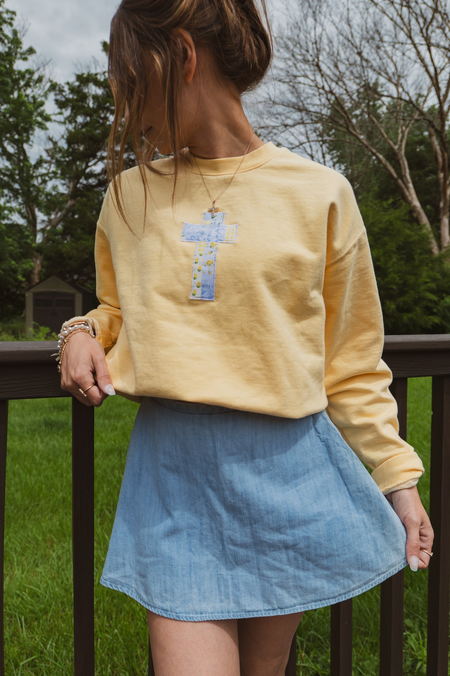 Sunday Vows Embroidered Cross Sweatshirt