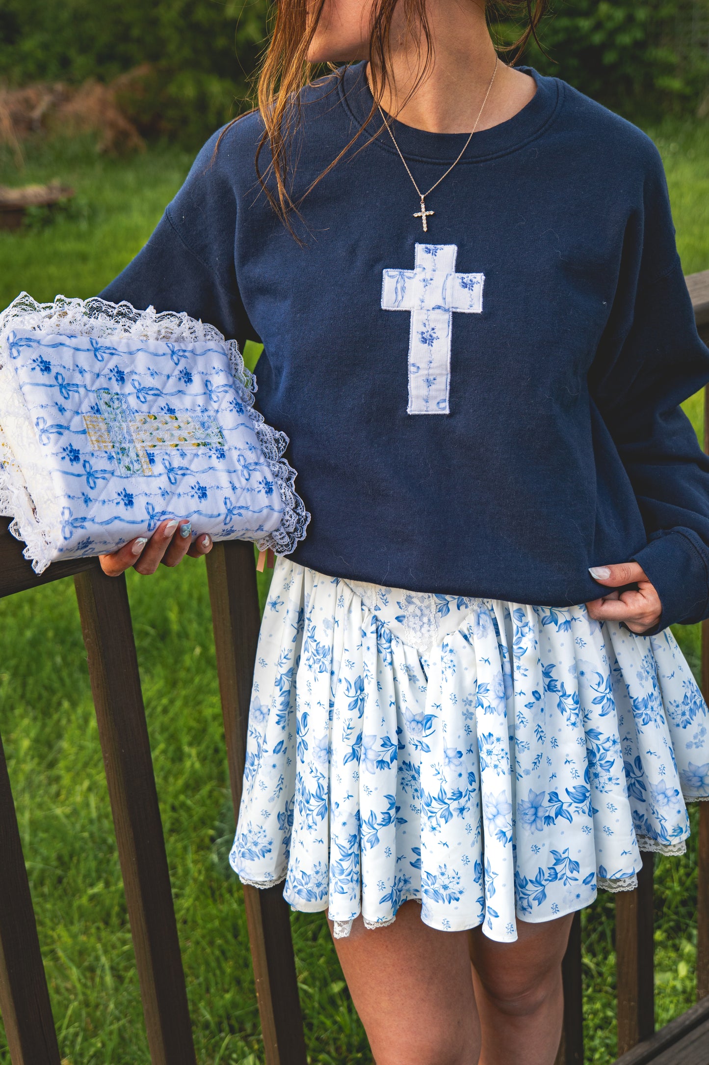 Love Letter Embroidered Cross Sweatshirt