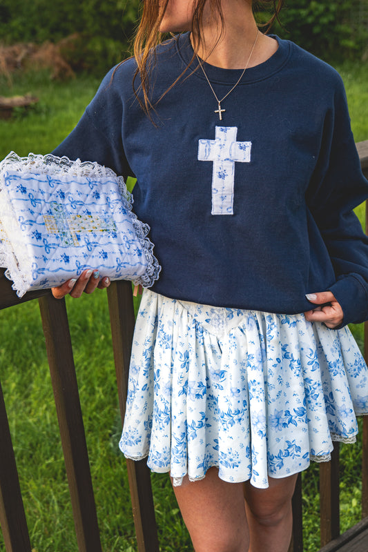 Love Letter Embroidered Cross Sweatshirt