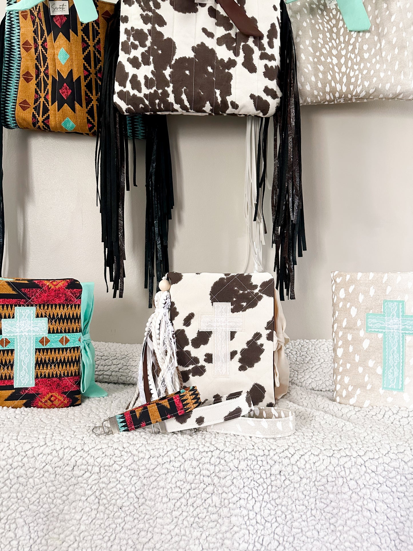 Faith & Fringe Western Canvas Wristlet Lanyard Keychain