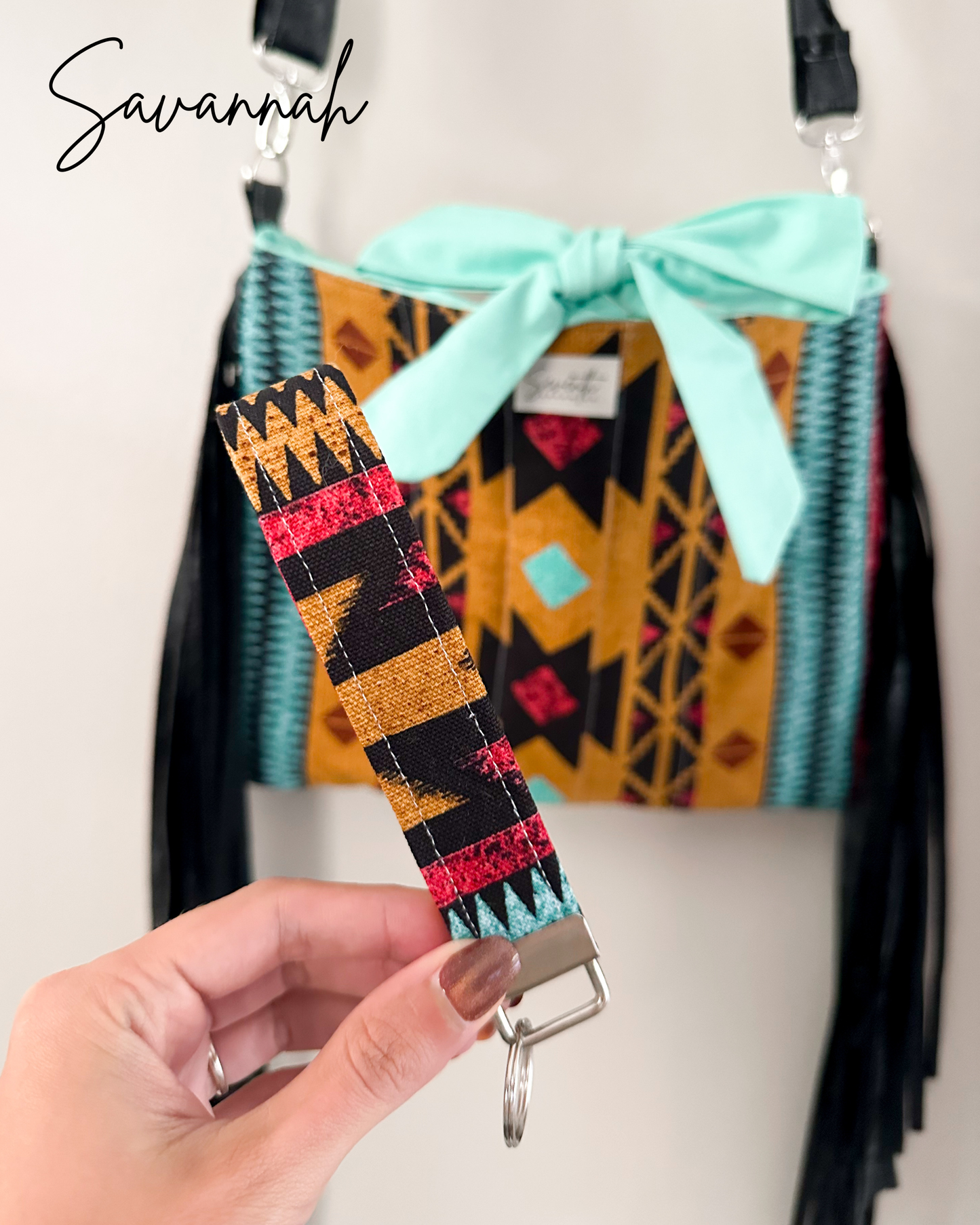 Faith & Fringe Western Canvas Wristlet Lanyard Keychain