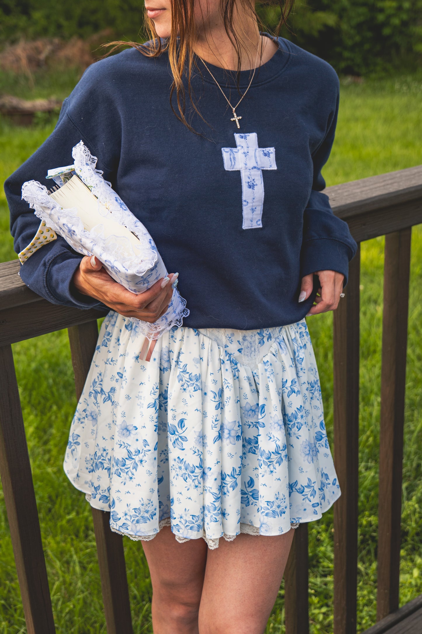 Love Letter Embroidered Cross Sweatshirt