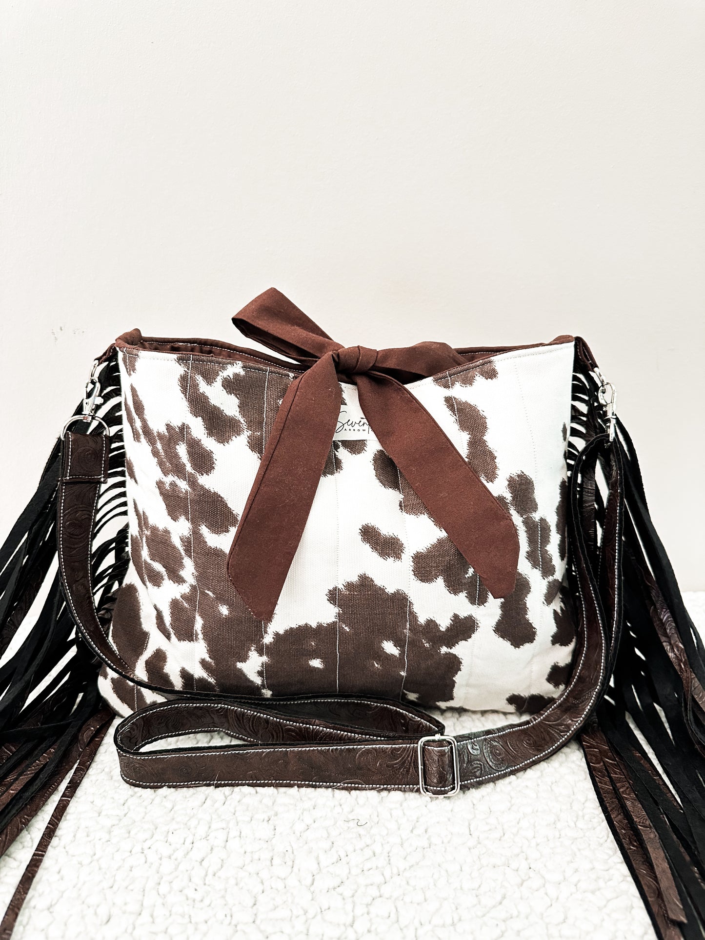 The Dianna Church Bag | Western Cow Print Fringe Crossbody | Faux Leather