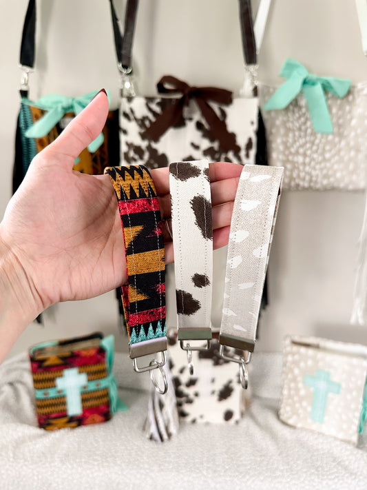 Faith & Fringe Western Canvas Wristlet Lanyard Keychain