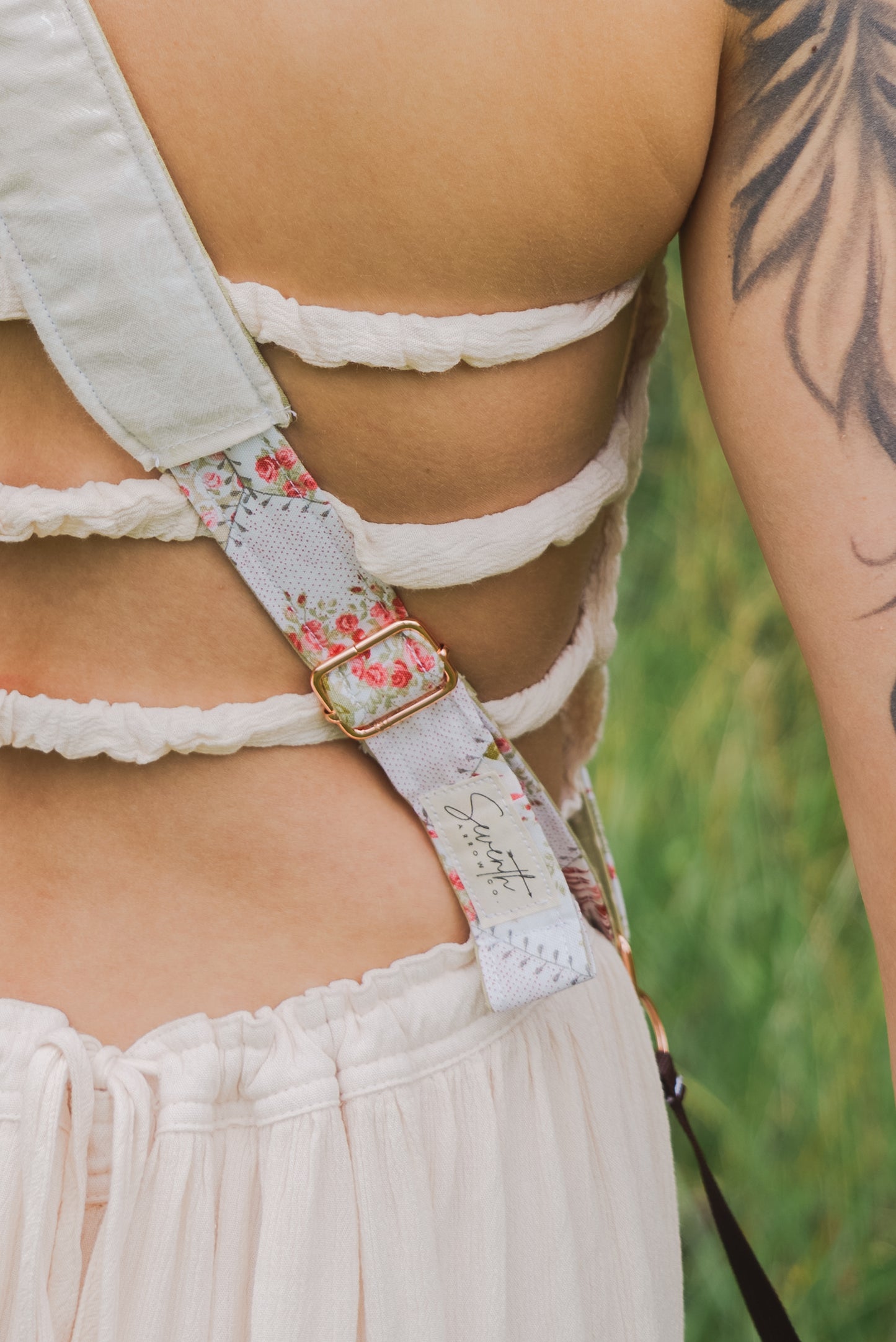 Rose Patchwork Adjustable Sliding Camera Strap with Dual Clasp | Single Camera Harness | Screw In Attachment