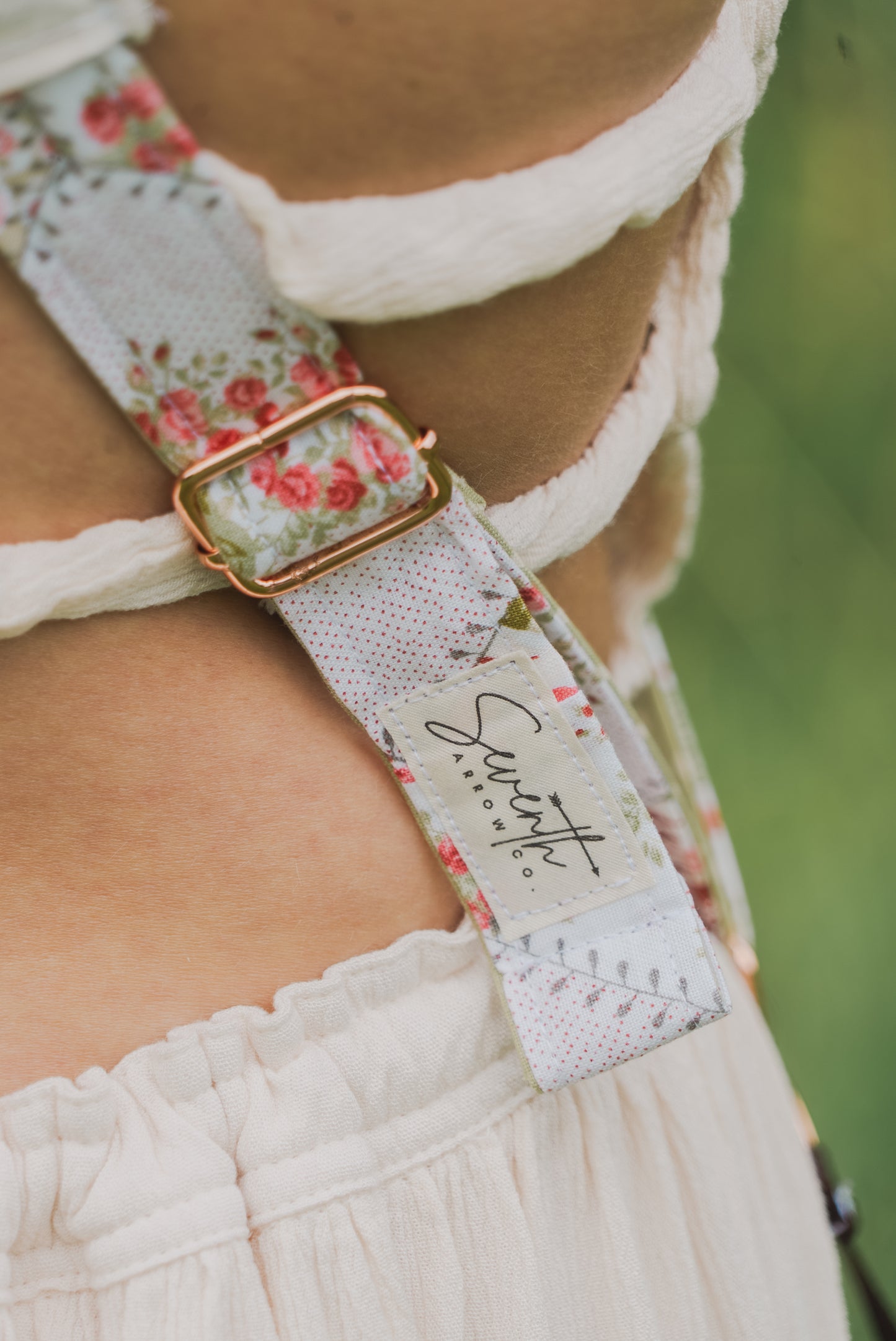 Rose Patchwork Adjustable Sliding Camera Strap with Dual Clasp | Single Camera Harness | Screw In Attachment