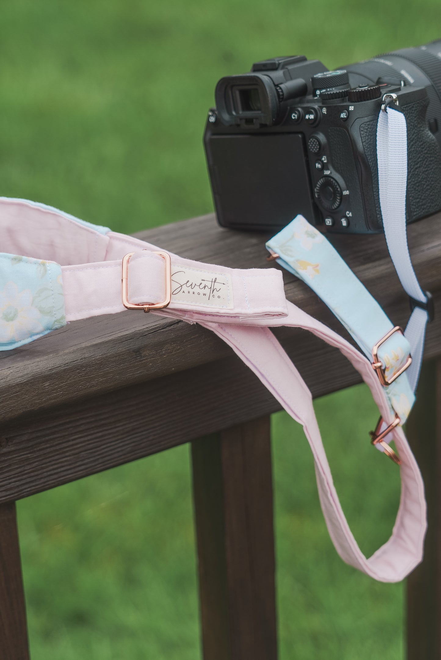 Sweet Spring Pink Floral Adjustable Sliding Camera Strap with Dual Clasp | Single Camera Harness | Screw In Attachment