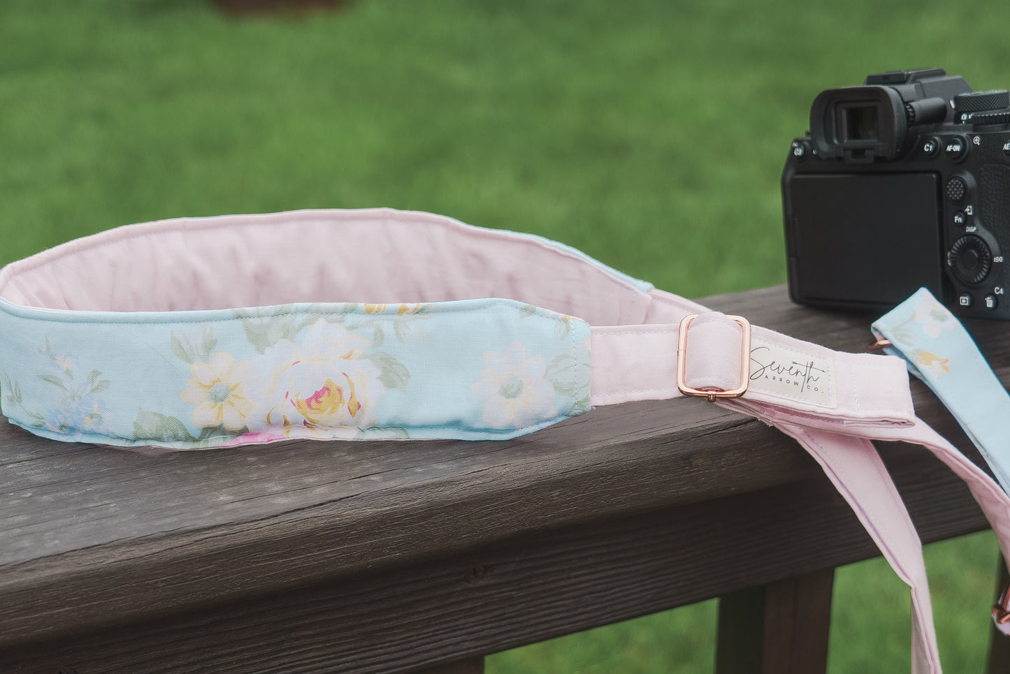 Sweet Spring Pink Floral Adjustable Sliding Camera Strap with Dual Clasp | Single Camera Harness | Screw In Attachment