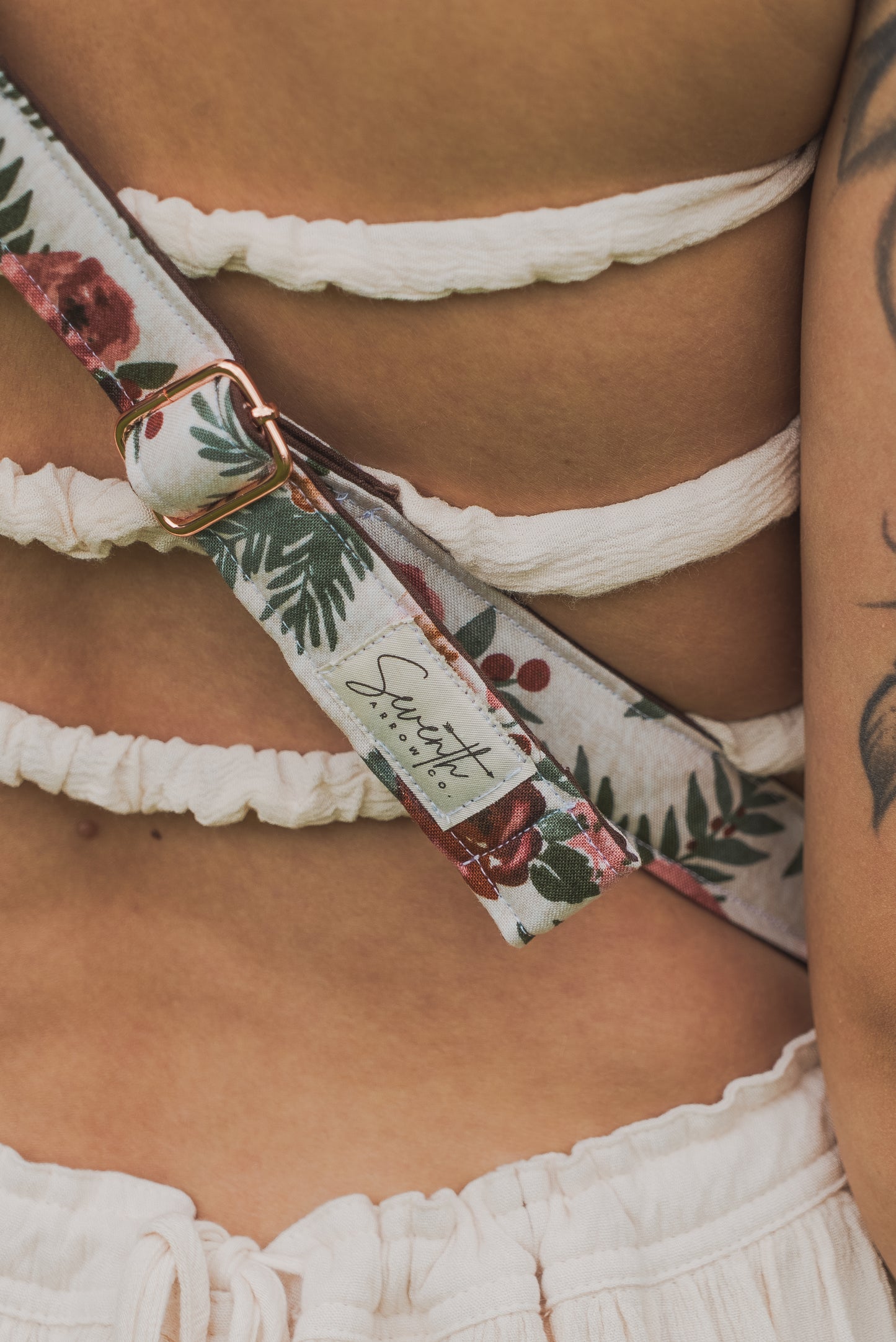 Cowprint Floral Adjustable Sliding Camera Strap with Dual Clasp | Single Camera Harness | Screw In Attachment