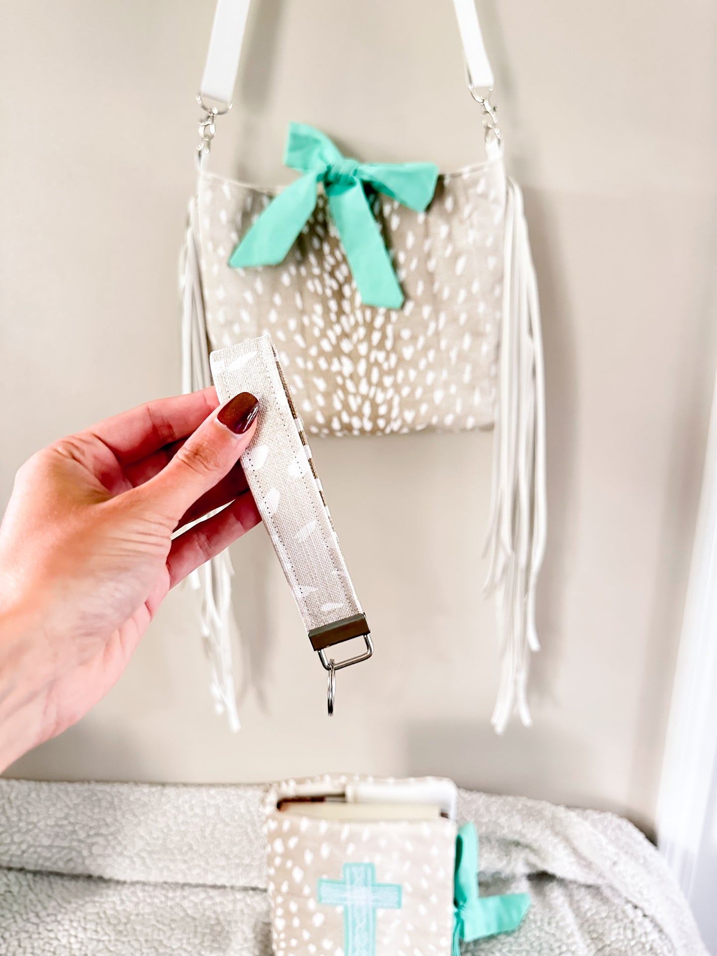 Faith & Fringe Western Canvas Wristlet Lanyard Keychain