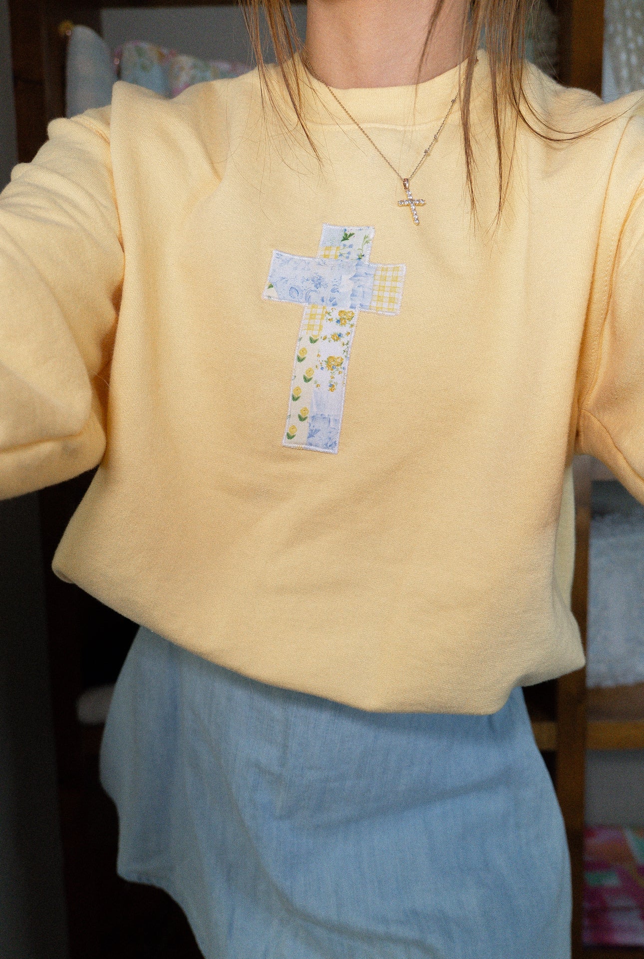 Sunday Vows Embroidered Cross Sweatshirt
