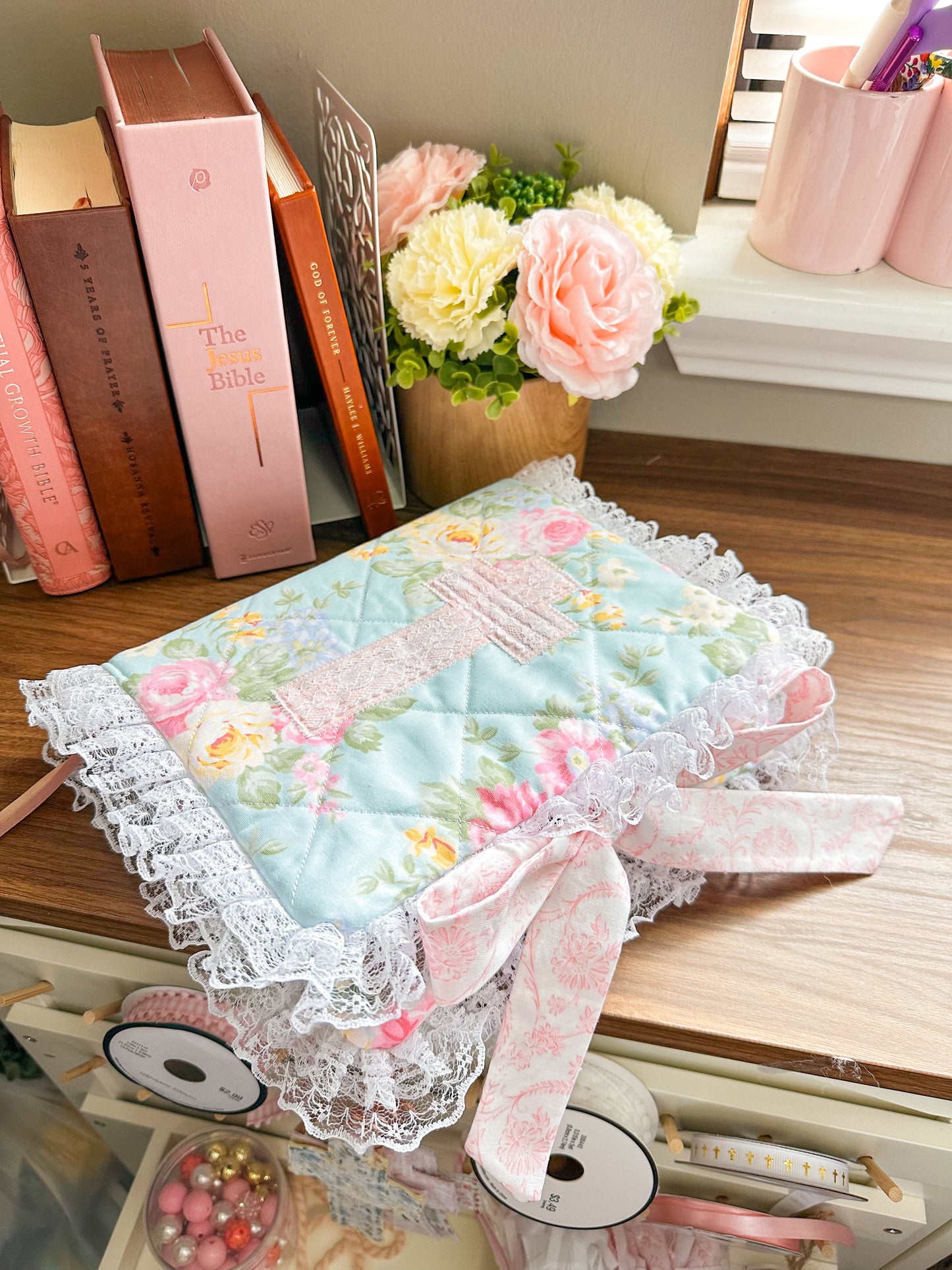 Sweet Spring Floral Bible Cover - Ready to Ship (non-customizable)