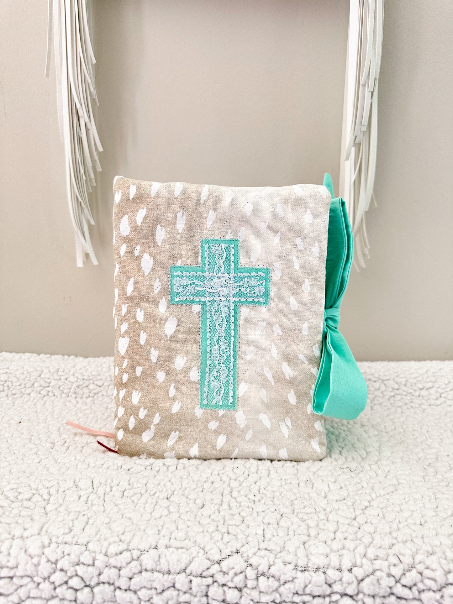 The Shianne Bible Cover | Western Axis Print | Turquoise Accent | Faux Leather Pockets