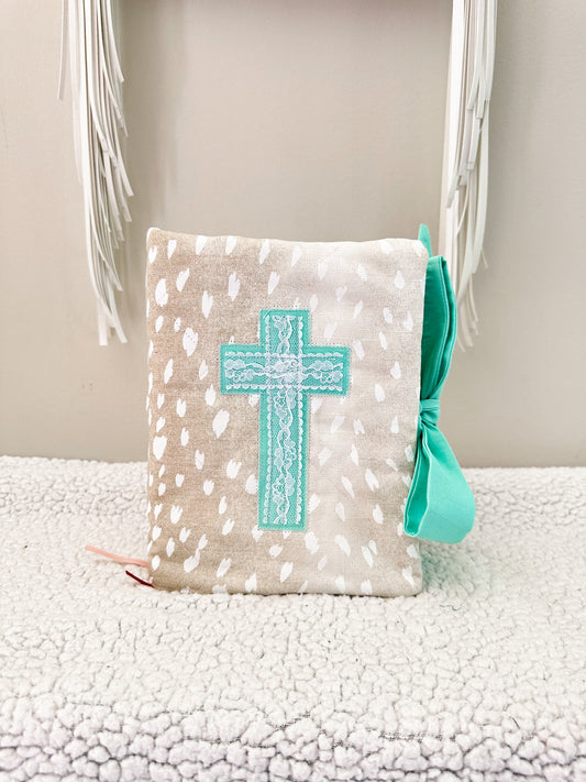 The Shianne Bible Cover | Western Axis Print | Turquoise Accent | Faux Leather Pockets