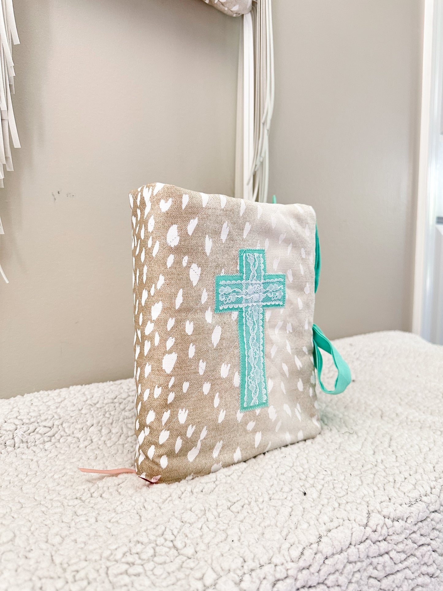 The Shianne Bible Cover | Western Axis Print | Turquoise Accent | Faux Leather Pockets