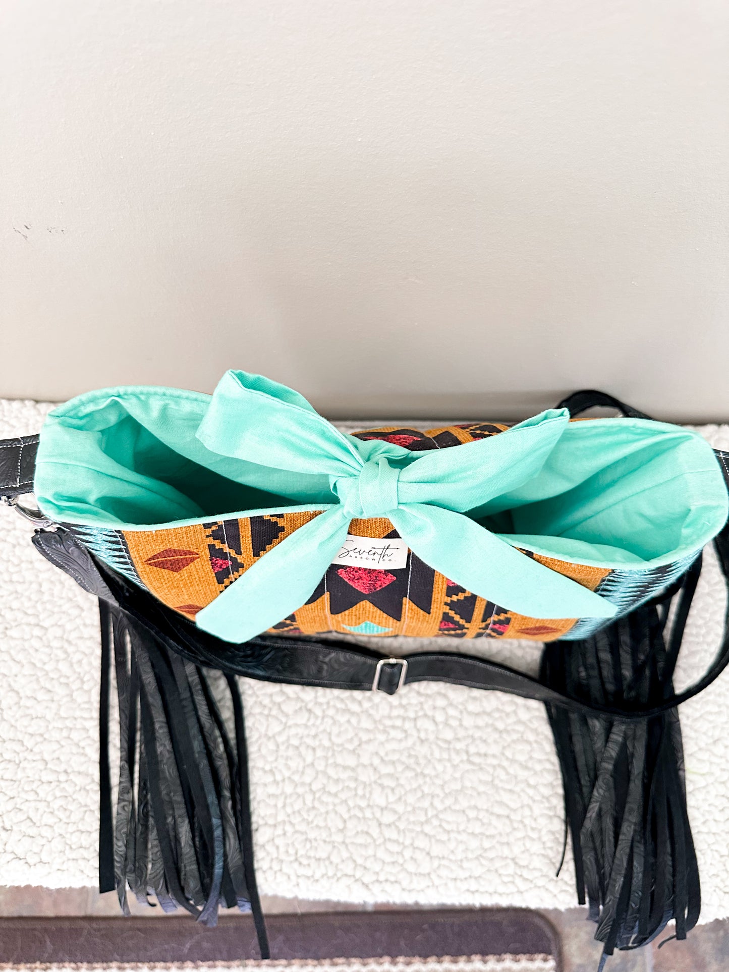 The Savannah Church Bag | Western Aztec Print Fringe Crossbody | Faux Leather
